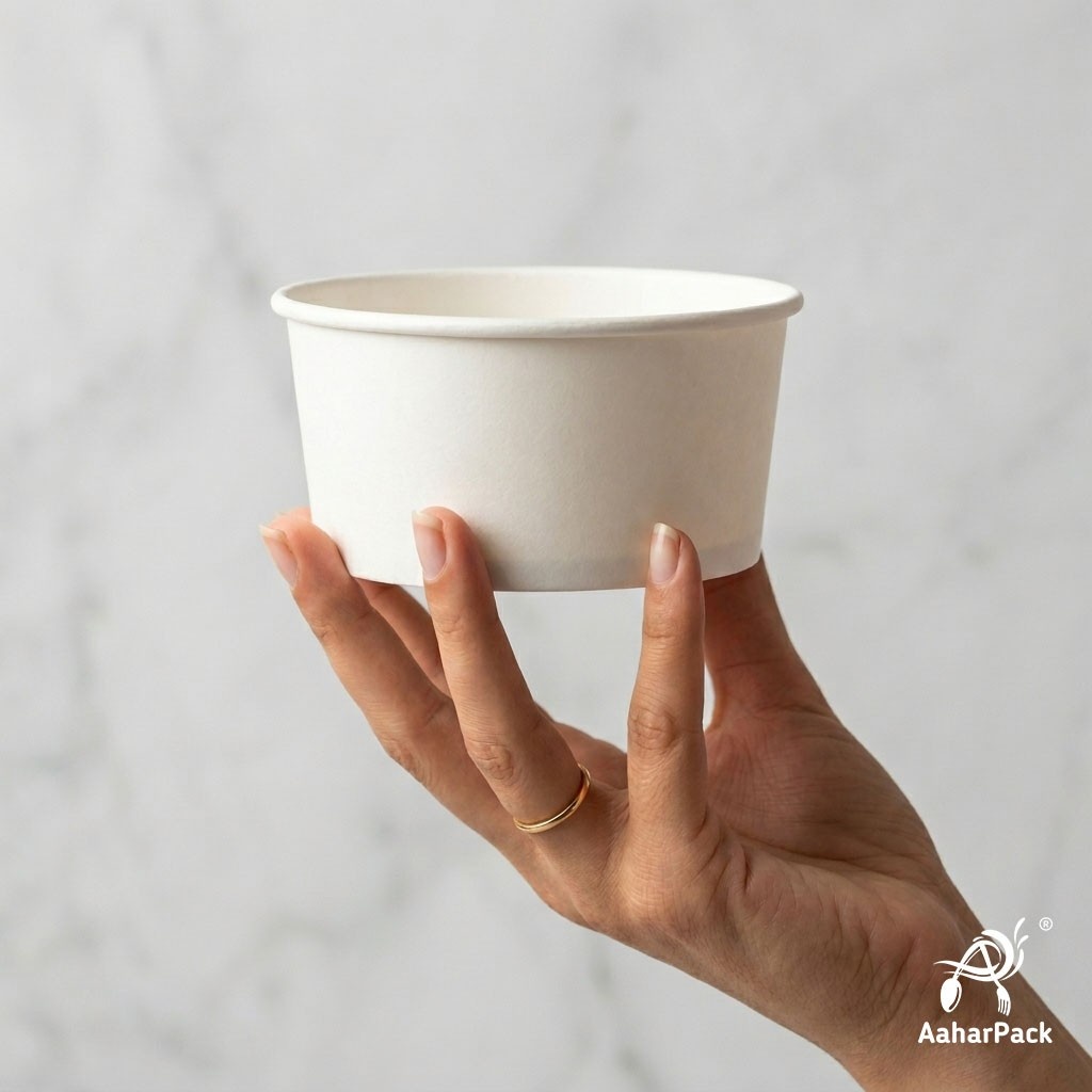 250 ML White Paper Bowls | Disposable Leak-Proof Snack & Dessert Tubs
