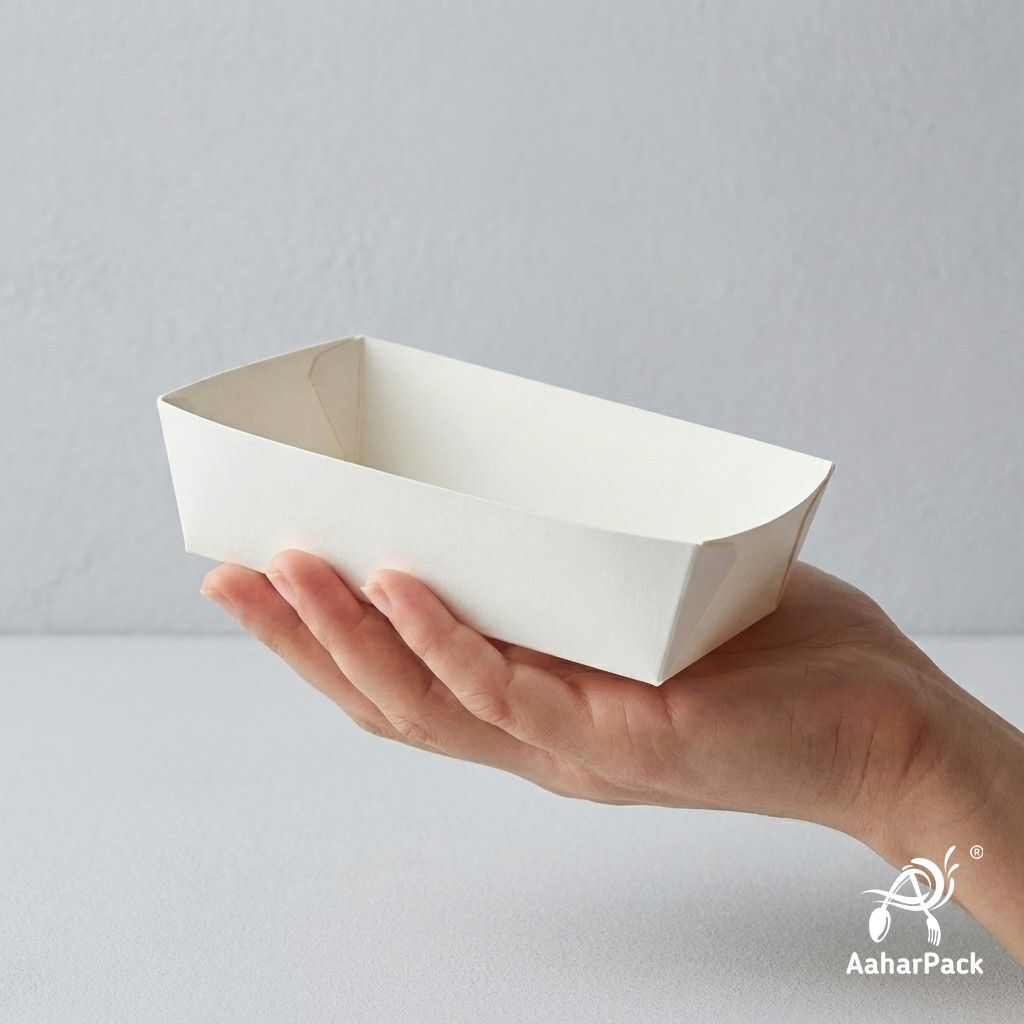 500 ML White Paper Trays | Disposable Labchoras Snack Trays