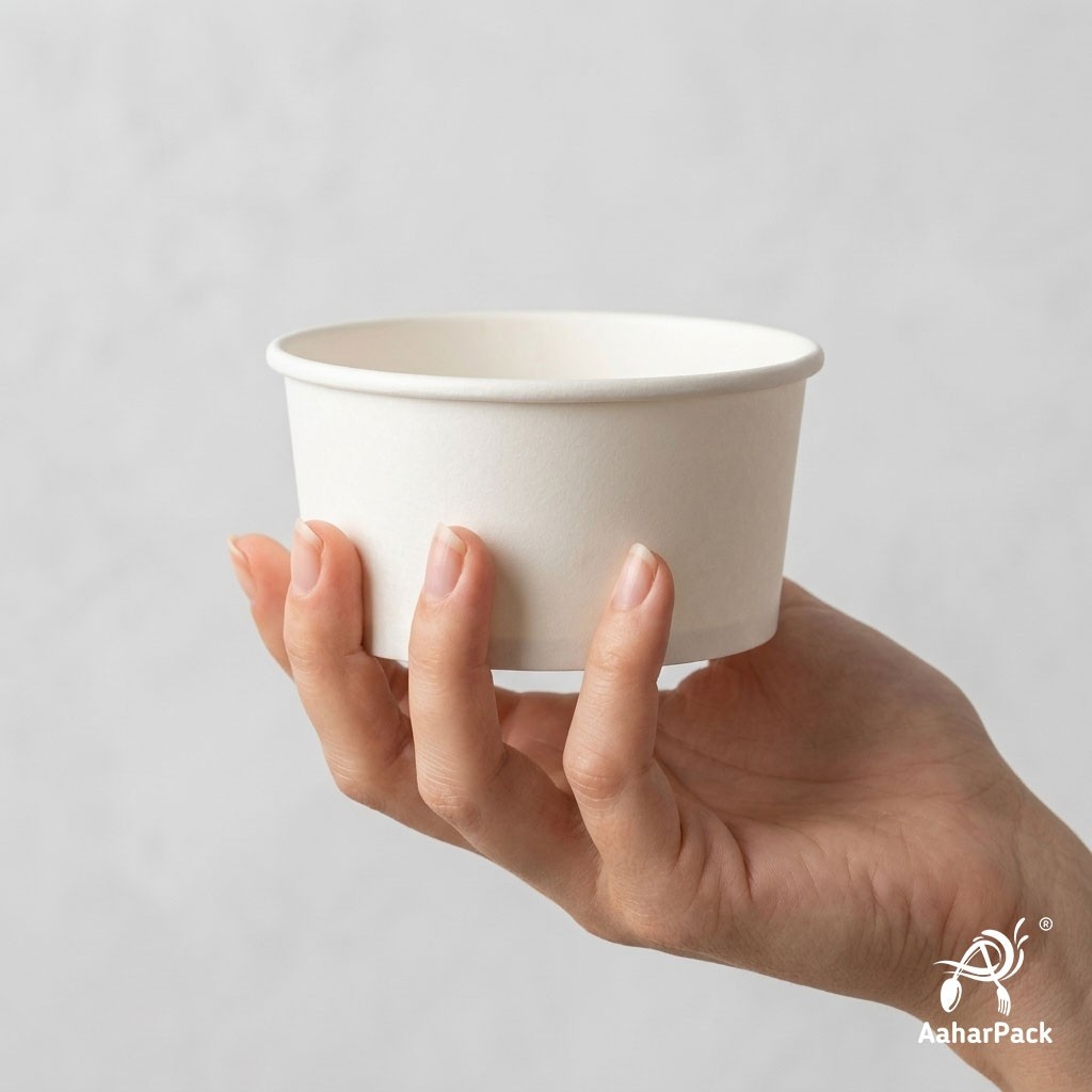 200 ML White Paper Bowls | Disposable Leak-Proof Dessert & Snack Tubs