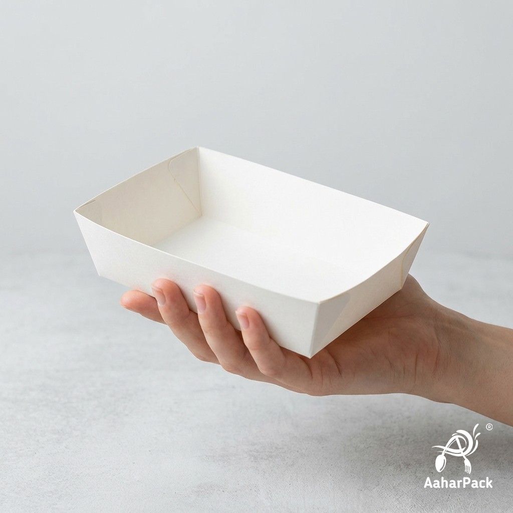 750 ML White Paper Trays | Disposable Labchoras Food & Snack Trays