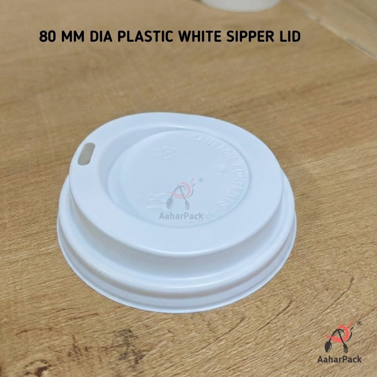 80 MM Dia White Plastic Sipper Lid