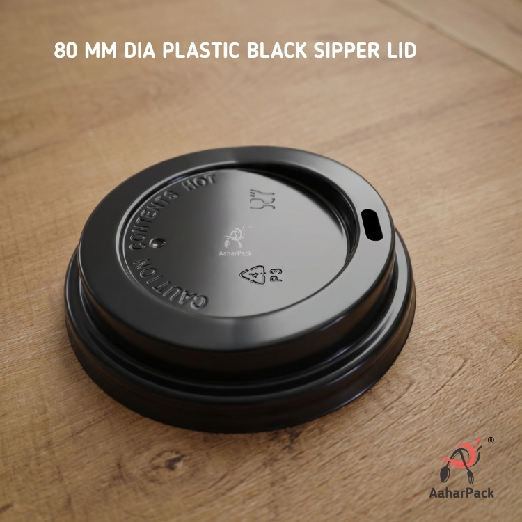 80 MM Dia Black Sipper Lid